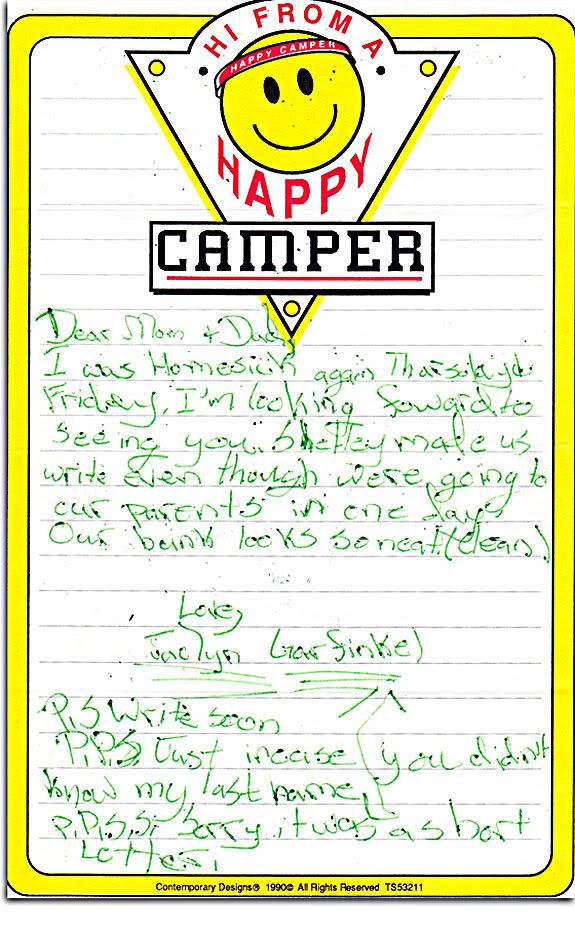 letter, summer camp, sleepaway, happy camper, homesick