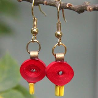 Paper Quilled Chinese Lantern Earrings