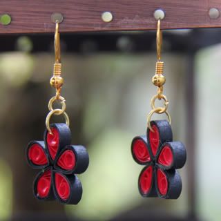 Paper Quilled Flower Earrings