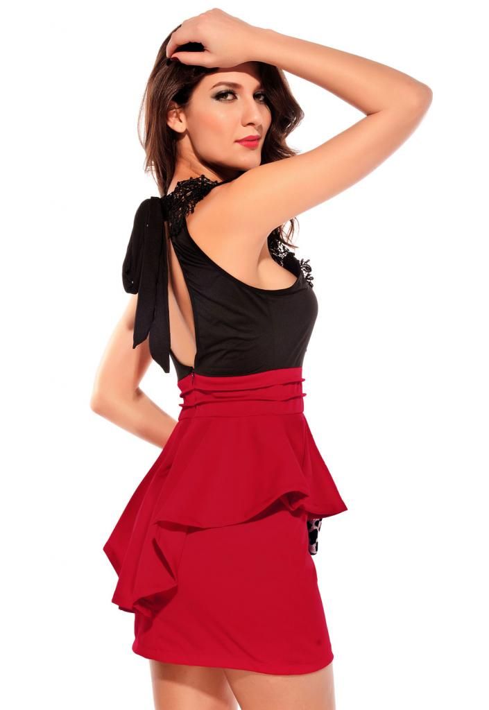 photo 2710 3Entrancing Hollow out Back Peplum Dress Red LC2710 3 1
