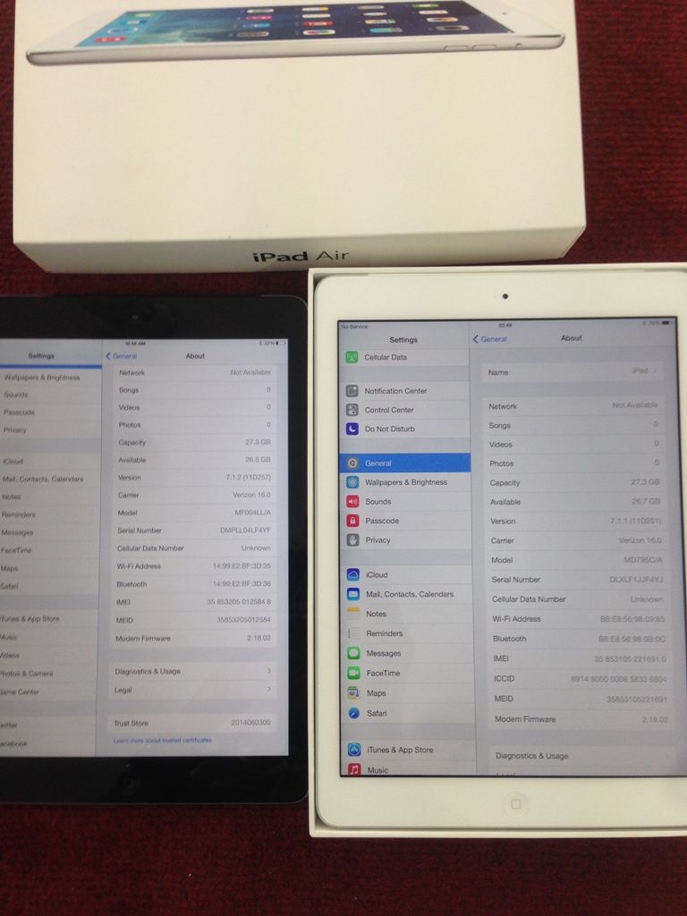 Ipad Air (4G+Wifi) 32Gb white và gray máy likenew còn bảo hành, giá tốt......