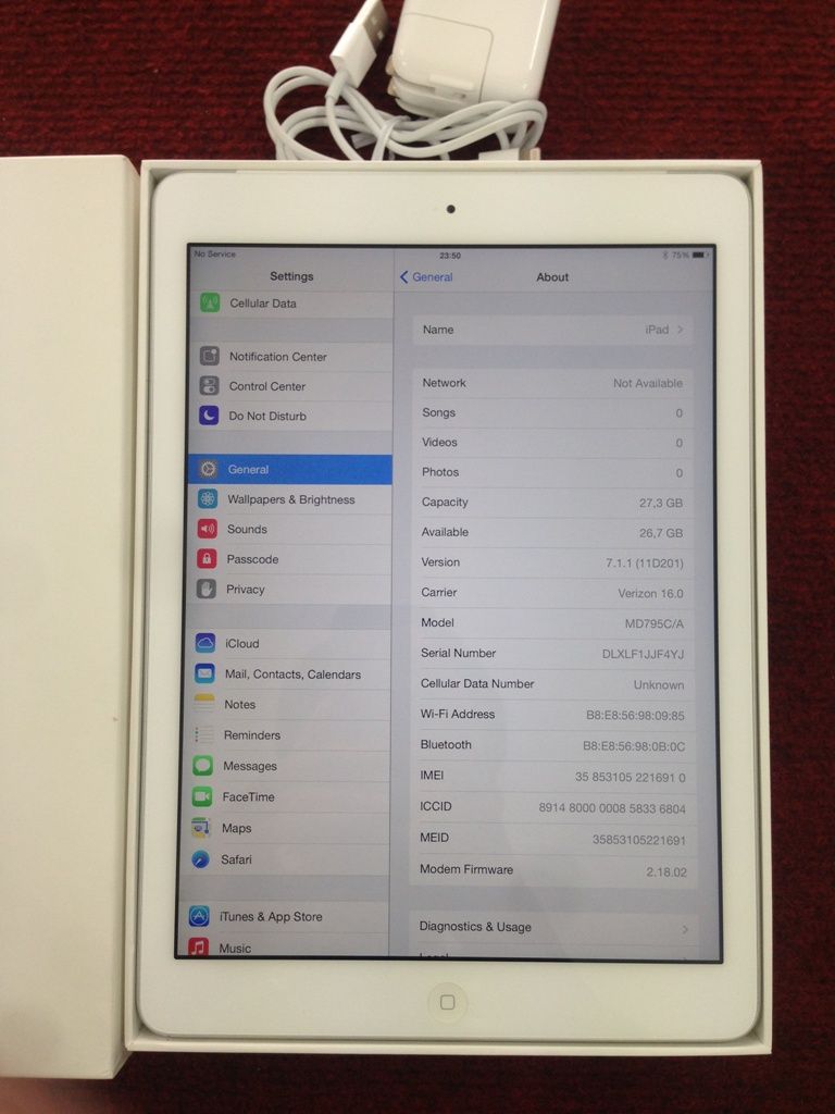 Ipad Air (4G+Wifi) 32Gb white và gray máy likenew còn bảo hành, giá tốt...... - 1
