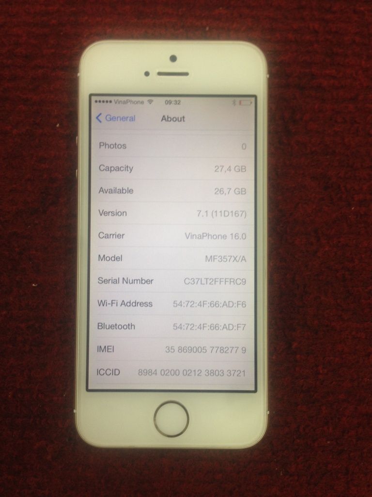 Iphone 5s gold 32Gb, quốc tế máy đẹp leng keng, giá tốt cho mọi người.........