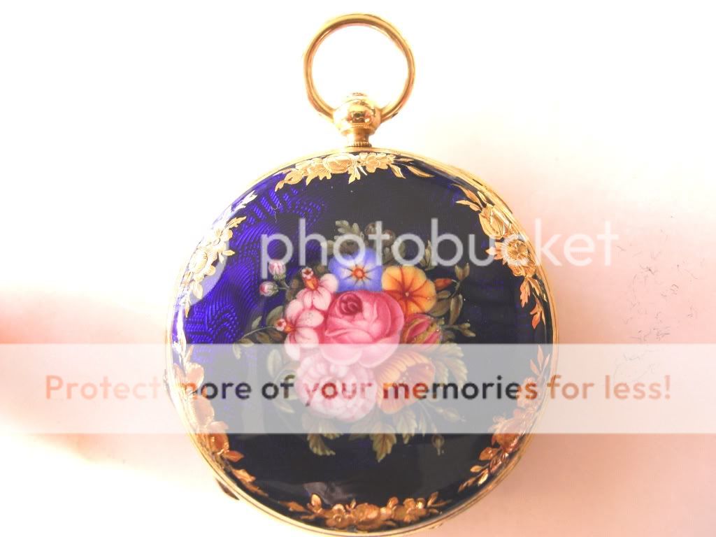 ANTIQUE WONDERFUL POCKET WATCHES 18K GOLD WITH ENAMELED PICTURES 